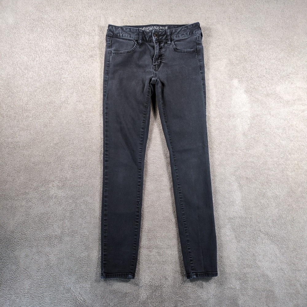 American Eagle Outfitters Jegging Jeans Women 6 Black Denim Cotton Super Stretch